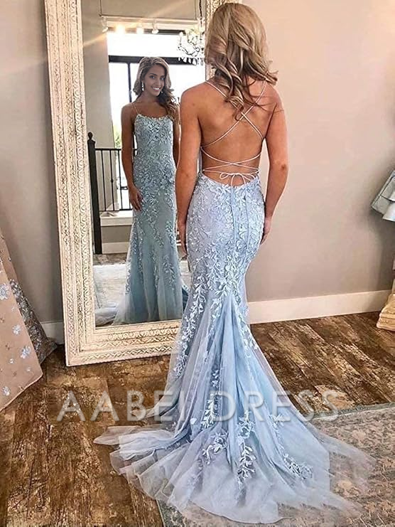 AABEI DRESS High Quality Prom Dresses Mermaid Sleeveless Off-the-Shoulder Sweep/Brush Train With Lace Tulle Dresses