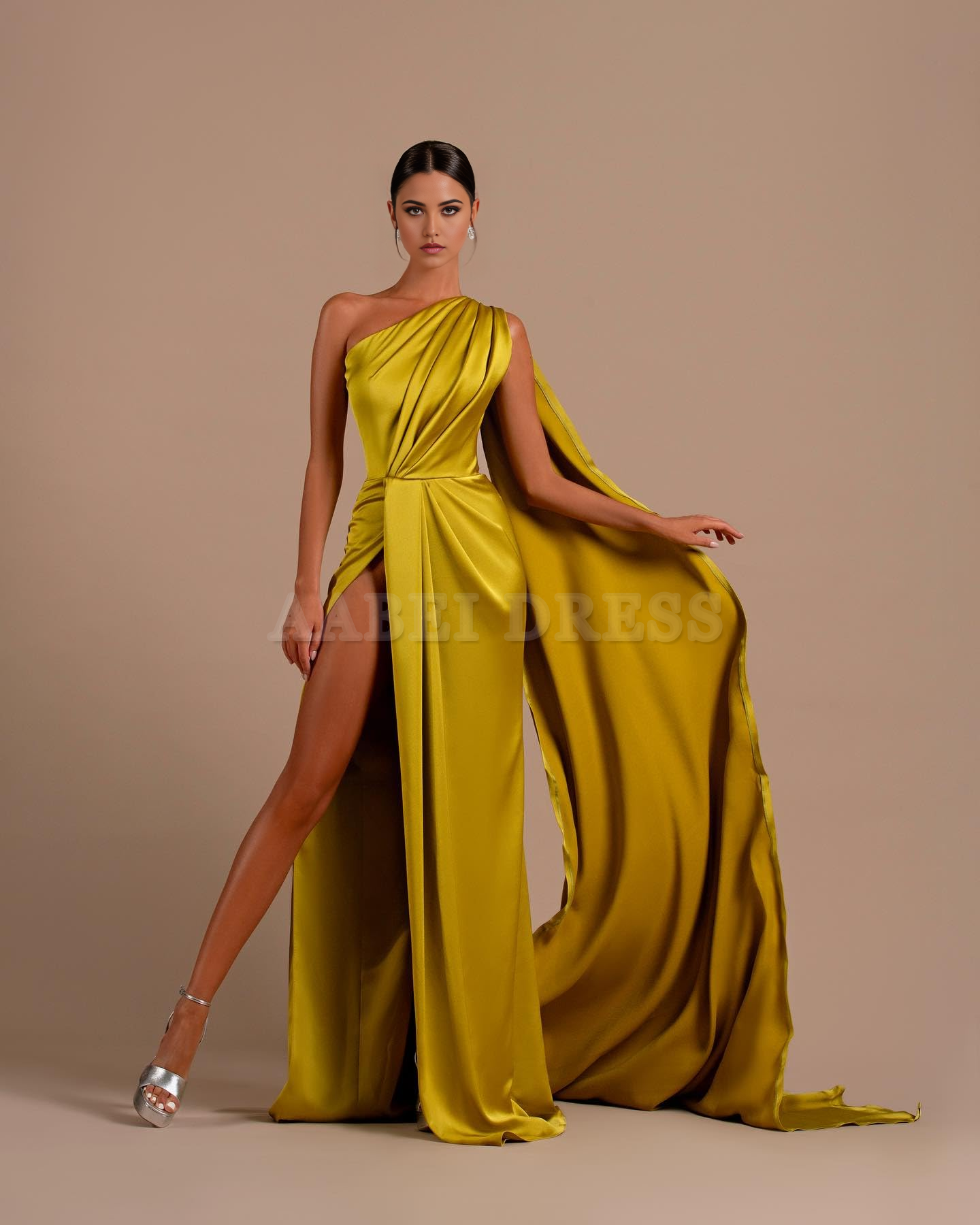 Prom Dress One Shoulder High Slit Satin Ball Gown Long Mermaid Elegant Cultivate oneself Formal Wear Dresses