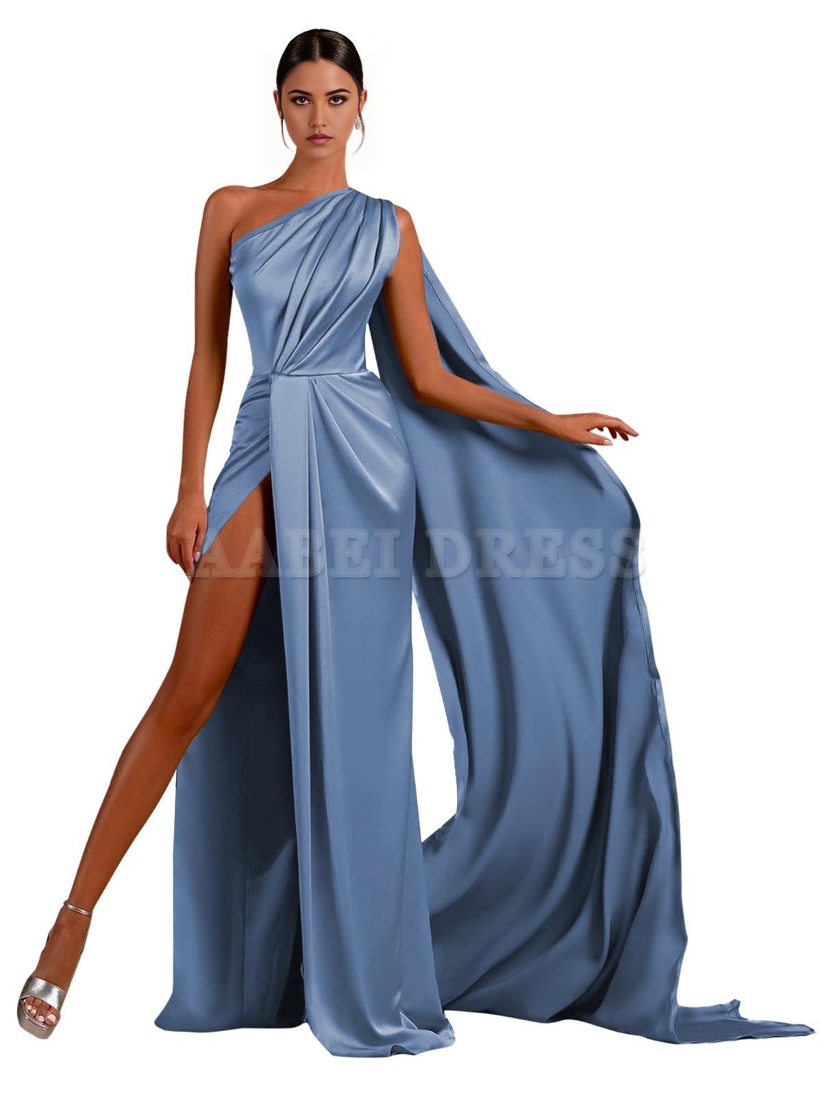 Prom Dress One Shoulder High Slit Satin Ball Gown Long Mermaid Elegant Cultivate oneself Formal Wear Dresses