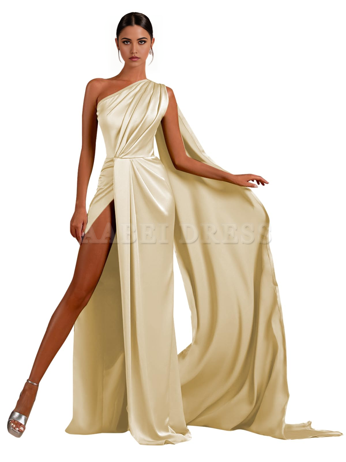Prom Dress One Shoulder High Slit Satin Ball Gown Long Mermaid Elegant Cultivate oneself Formal Wear Dresses