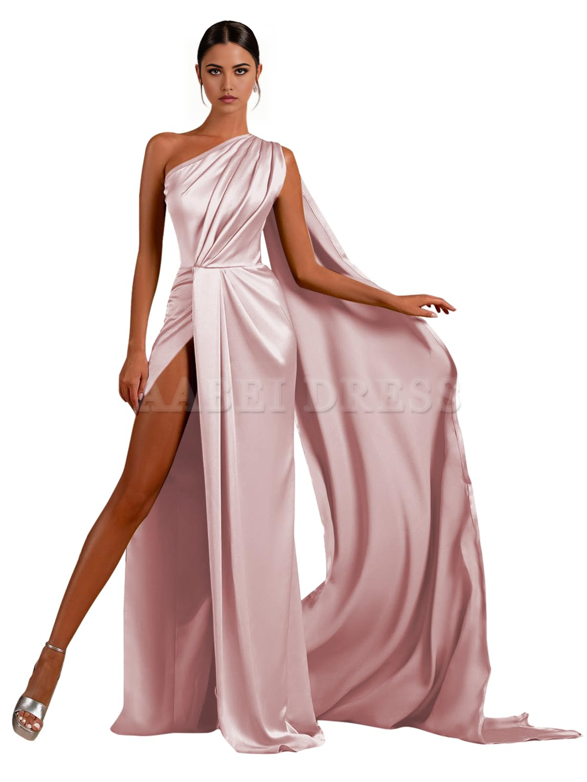Prom Dress One Shoulder High Slit Satin Ball Gown Long Mermaid Elegant Cultivate oneself Formal Wear Dresses