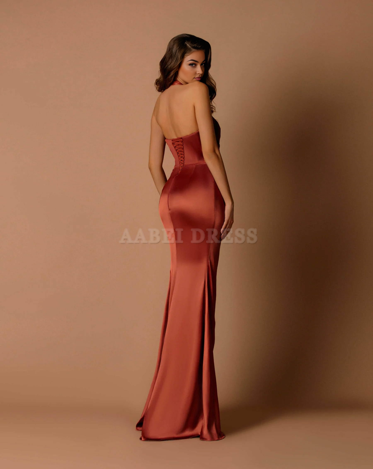 Prom Dress High Slit Halter Satin Bridesmaid Dresses Long Mermaid Open Back Evening Gowns Formal Wear Dresses