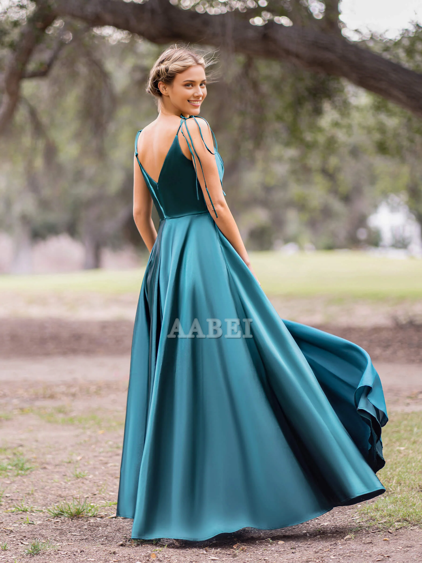Evening Dress V Neck Lace up A-Line Pleated Floor Length Sweep Train High Quality Elegant Formal Women's Dresses