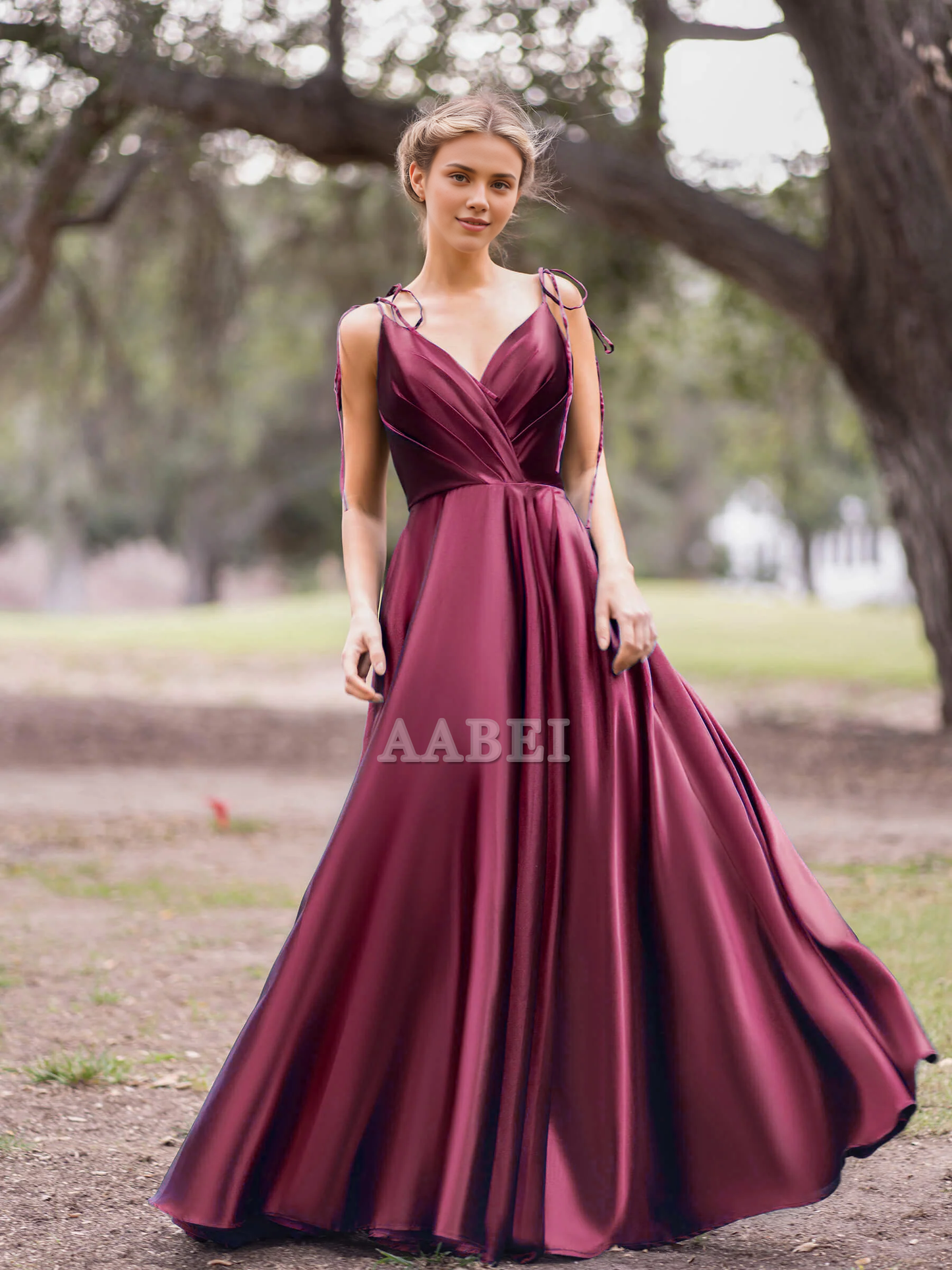 Evening Dress V Neck Lace up A-Line Pleated Floor Length Sweep Train High Quality Elegant Formal Women's Dresses