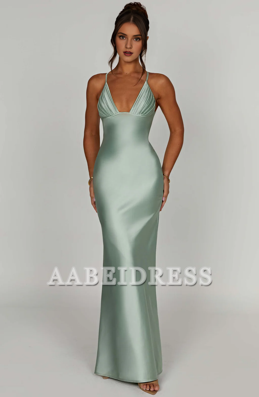 Formal Wear Dresses Prom Dresses Elegant Mermaid Halter Plunge Neckline Backless Sheath Dresses Fashion Simple Wedding Guests Dresses