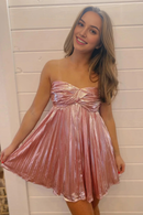 AABEI DRESS New Homecoming Dress Casual A-Line Strapless Empire Pleated Party Fashion Short Prom Dresse