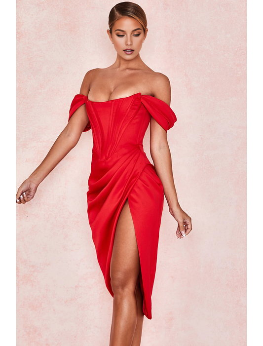AABEI DRESS New Homecoming Dress Sheath Cocktail Elegant Holiday Sleeveless Off Shoulder Pleats Slit Dress Masquerade Dress Charming Short Prom Dresse
