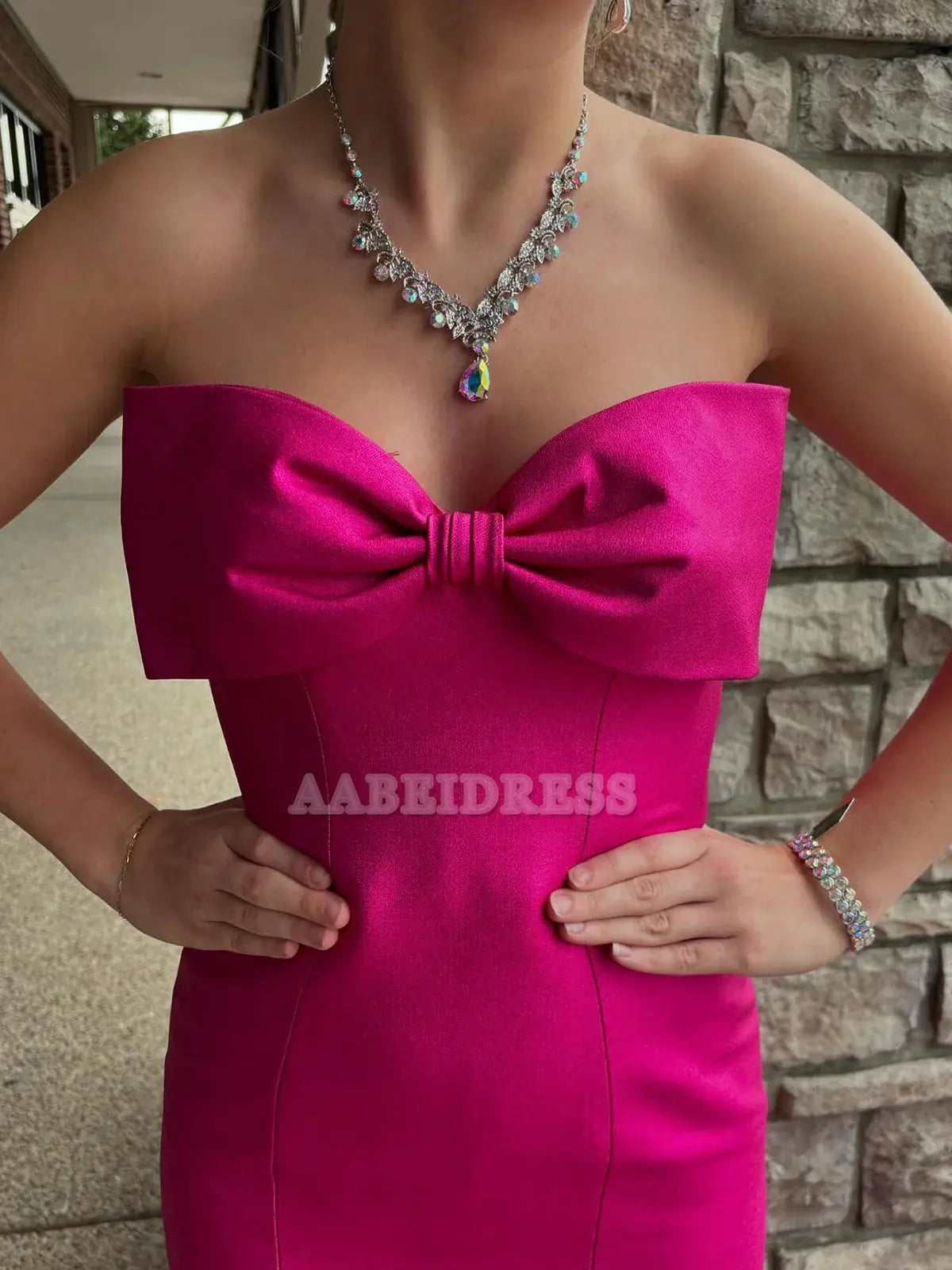 Evening Dress Strapless Bow Mermaid Cultivate oneself Long Side Fork Elegant Temperament Sweet Formal Women's Dresses