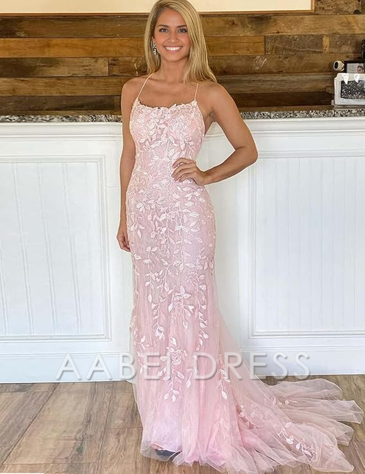 AABEI DRESS High Quality Prom Dresses Mermaid Sleeveless Off-the-Shoulder Sweep/Brush Train With Lace Tulle Dresses