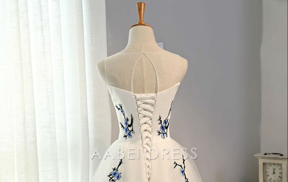 AABEI DRESS New Homecoming Dress Exquisite A-Line Round Neck sleeveless Tulle Retro Applique Short Prom Dresse