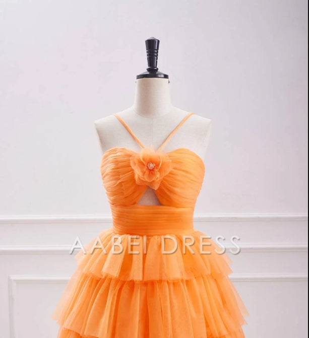 AABEI DRESS A-Line Spaghetti Strap Keyhole Layering Ruffle Charming Hot Sale Short Homecoming Dress