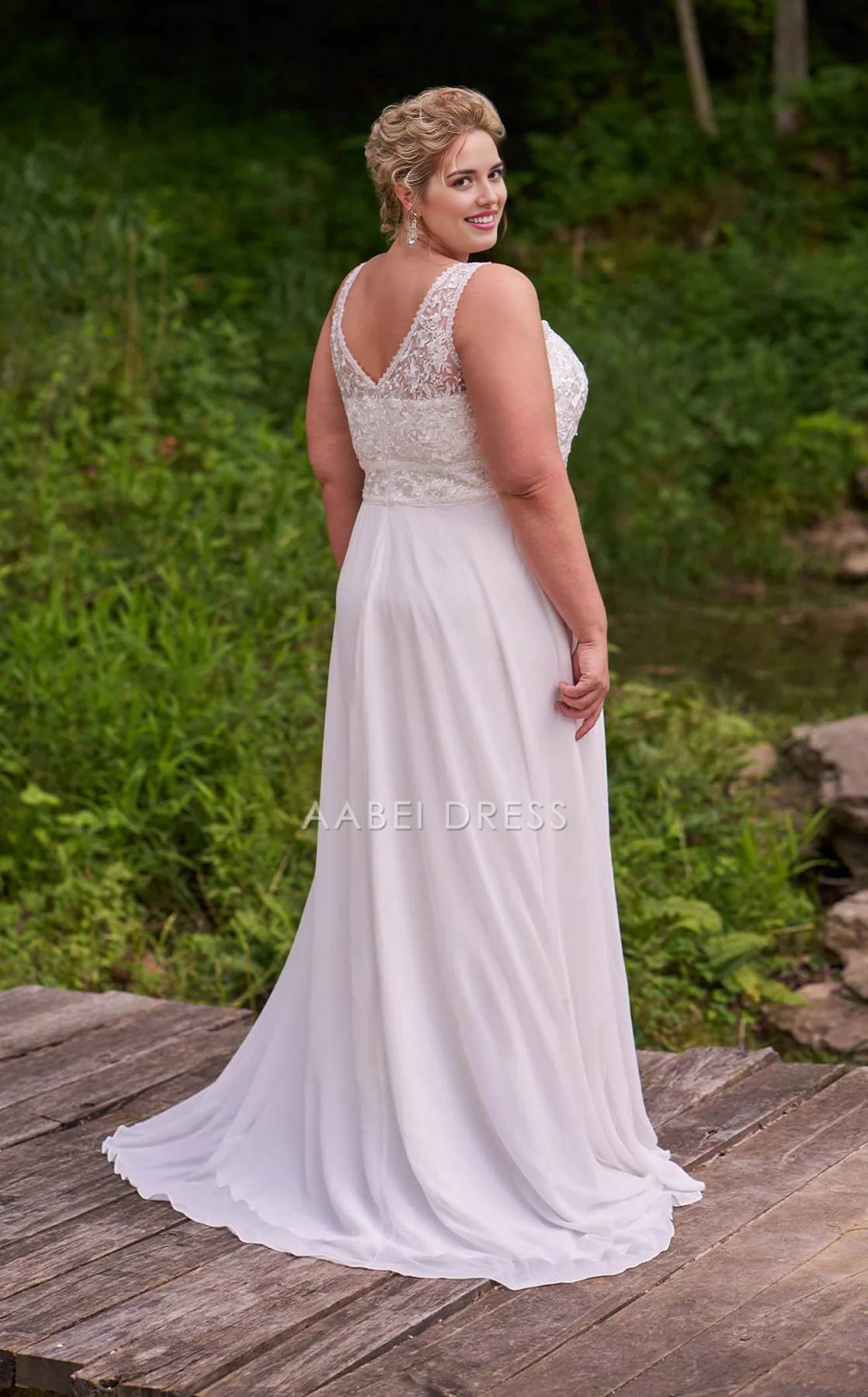 AABEI DRESS A Line Sweetheart Neckline Sleeveless Lace Plus size Elegant Wedding Dress
