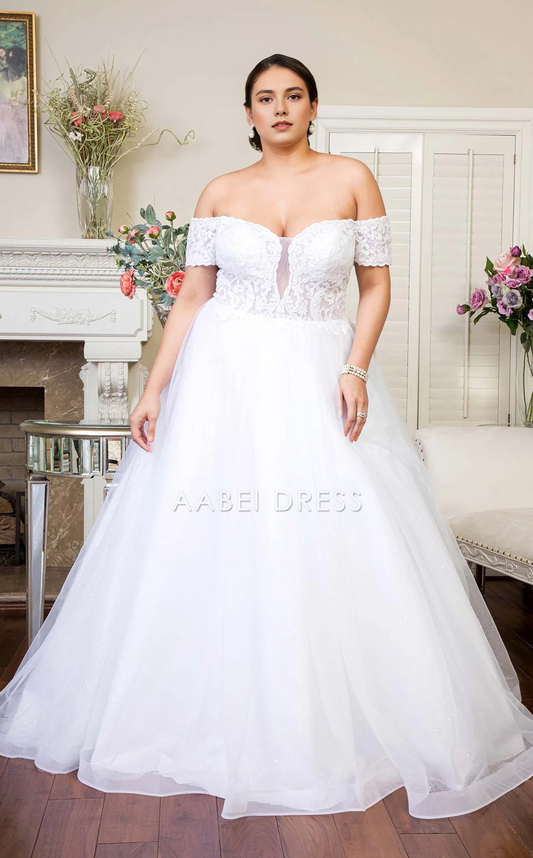 AABEI DRESS Elegant A-line Off-shoulder Floral Embroidered Fashion Wedding Dress