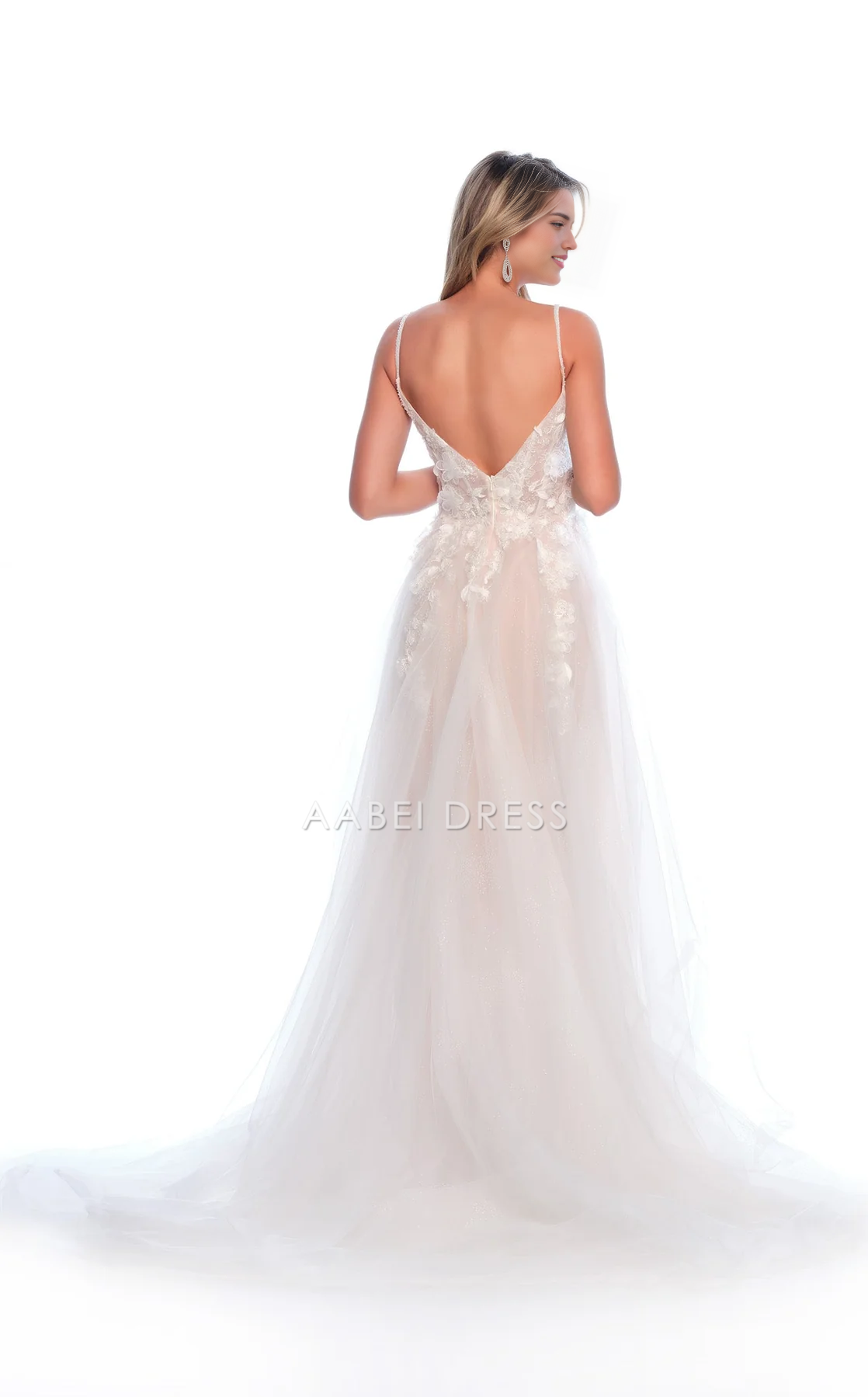 AABEI DRESS Exquisite A Line Spaghetti Strap Sweetheart Neckline Backless Side Fork Floor-Length Fantastic Wedding Dress