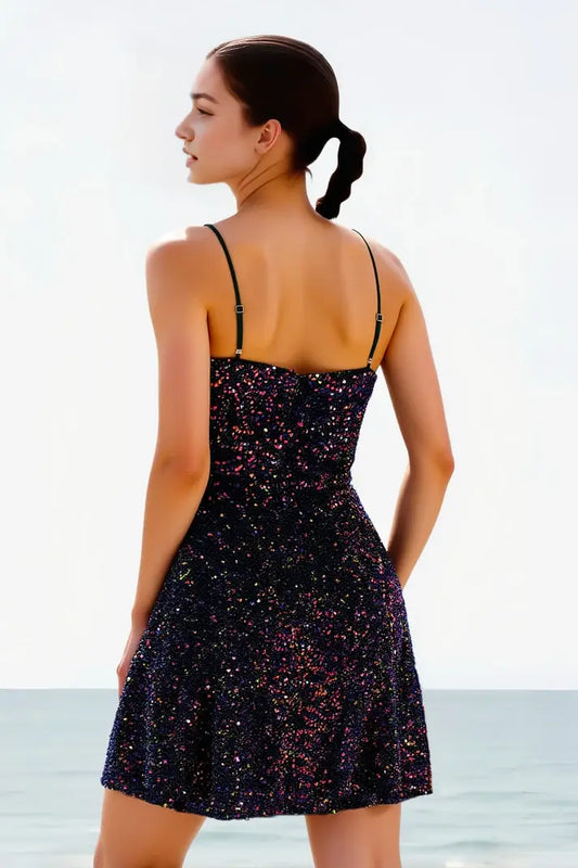 AABEI DRESS For Women Short Prom Dress Bodycon Spaghetti Straps Sequin With Slit Charming Sparkle Hot Sale Homecoming Dress