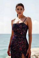 AABEI DRESS For Women Short Prom Dress Bodycon Spaghetti Straps Sequin With Slit Charming Sparkle Hot Sale Homecoming Dress