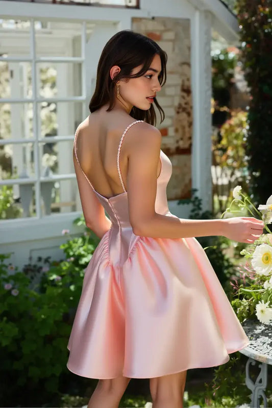 AABEI DRESS For Women Short Prom Dress Chic A-Line Spaghetti Strap Pleated Sweetheart Neckline Beaded Exquisite Hot Sale Homecoming Dress