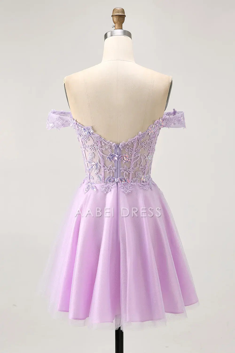AABEI DRESS For Women Short Prom Dress Glitter Lilac A Line Sweetheart Neckline Backless With Exquisite Lace Appliques Cute Dress Affordable Hot Sale Homecoming Dress