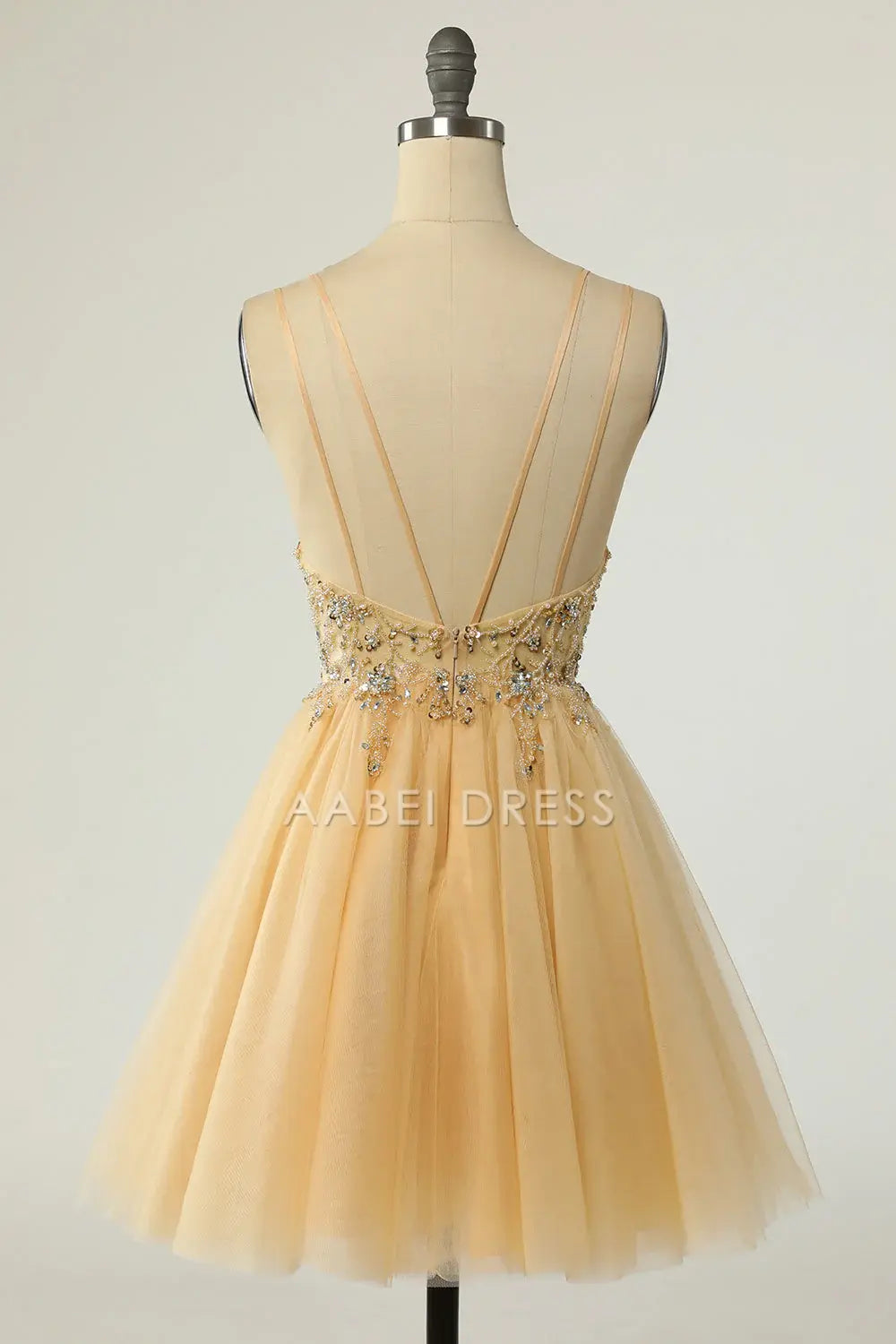 AABEI DRESS For Women Short Prom Dress Gorgeous A Line V Neck Double Spaghetti Straps With Beading Backless Exquisite Dress Affordable Hot Sale Homecoming Dress