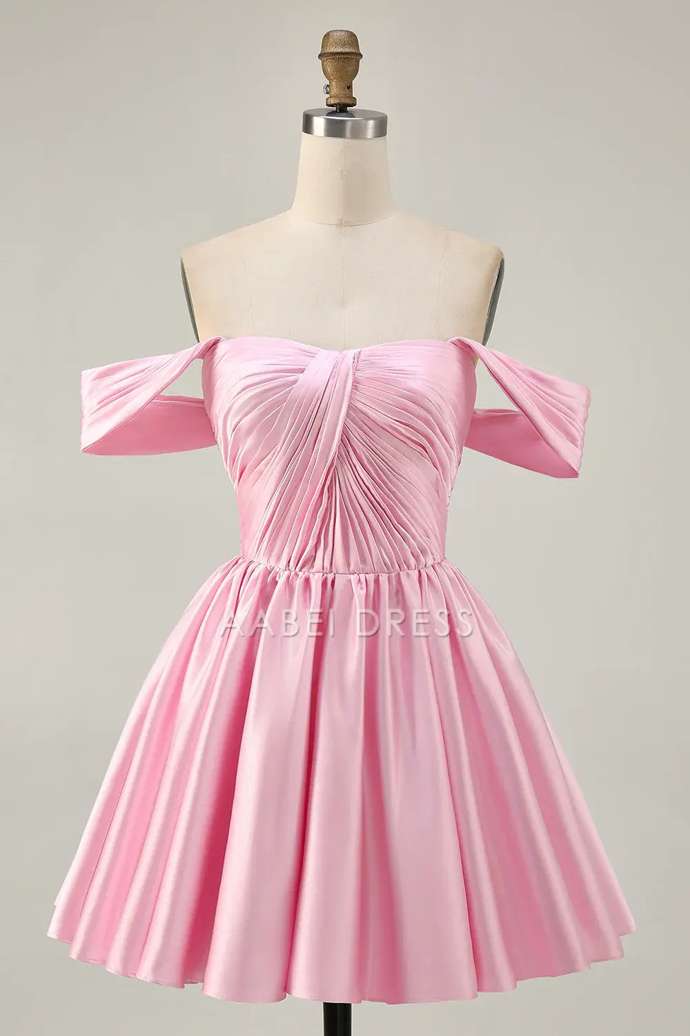 AABEI DRESS For Women Short Prom Dress Pink A Line Off The Shoulder Pleated Low-Cut Elegant Simple Dress Affordable Hot Sale Homecoming Dress