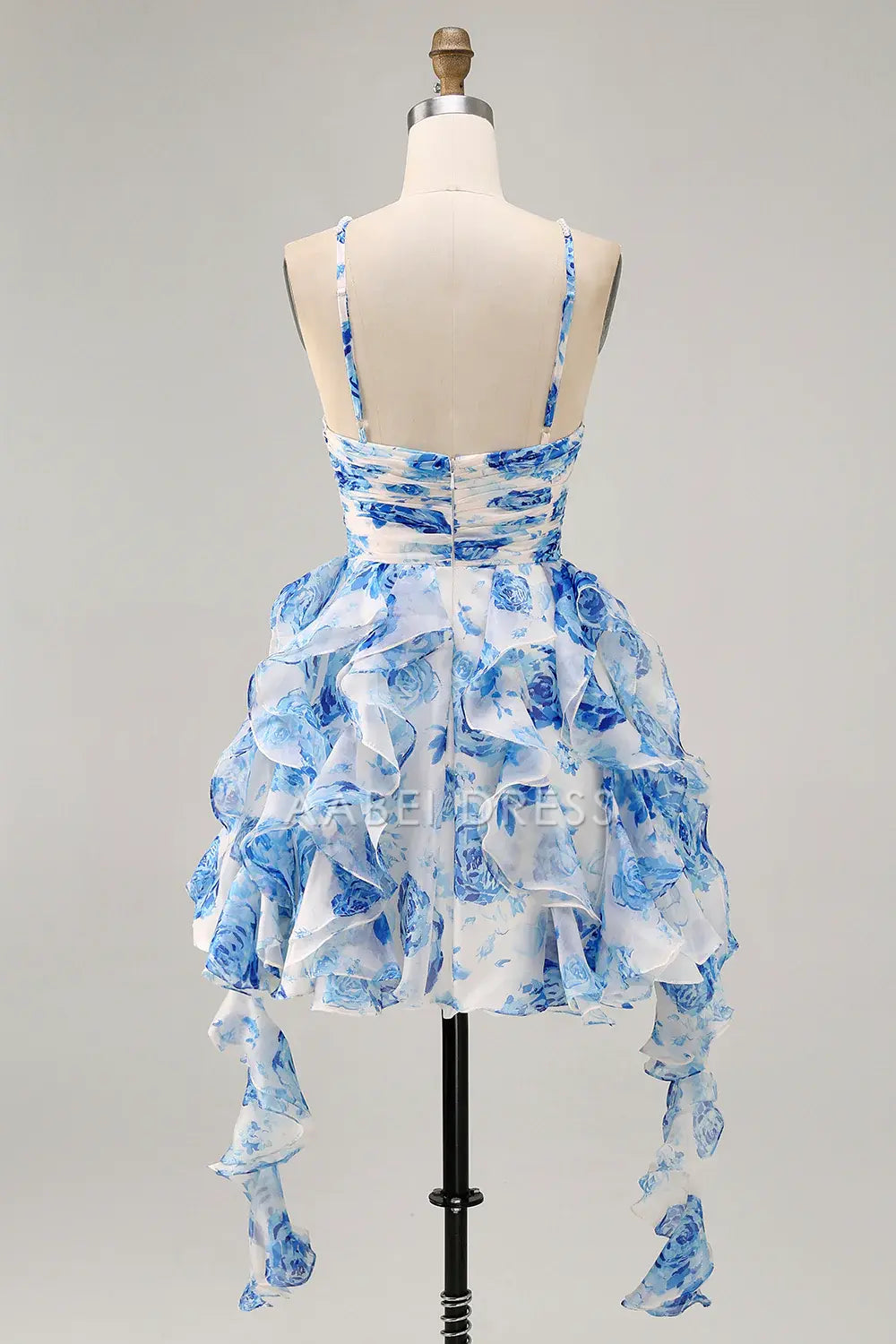 AABEI DRESS For Women Short Prom Dress Printing A Line Pleated Sweetheart Neckline Spaghetti Strap Keyhole Tiers Ruffled With Pearls Exquisite Dress Affordable Hot Sale Homecoming Dress