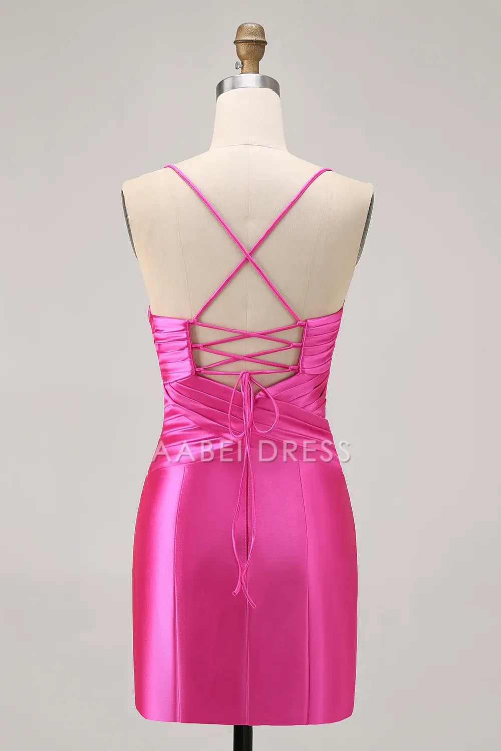 AABEI DRESS For Women Short Prom Dress Sheath Spaghetti Strap Low-Cut Pleated Keyhole Bow With Slit Backless Charming Dress Affordable Hot Sale Homecoming Dress