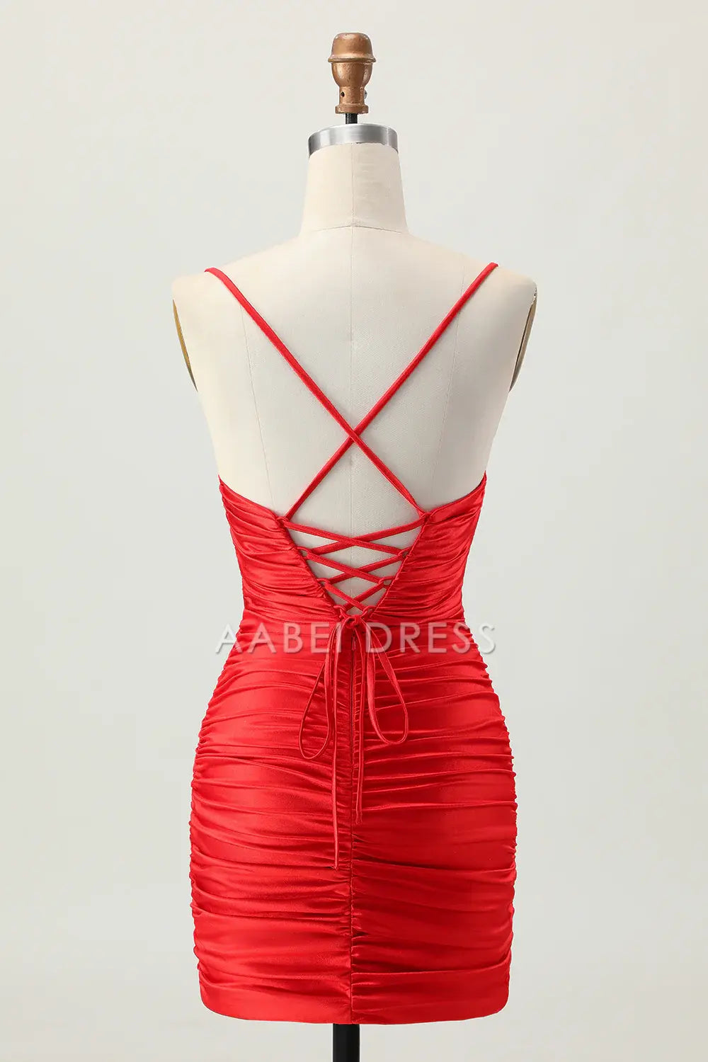 AABEI DRESS For Women Short Prom Dress Sheath Spaghetti Strap Sweetheart Neckline Keyhole Backless With Rhinestone Pleated Dress Affordable Hot Sale Homecoming Dress