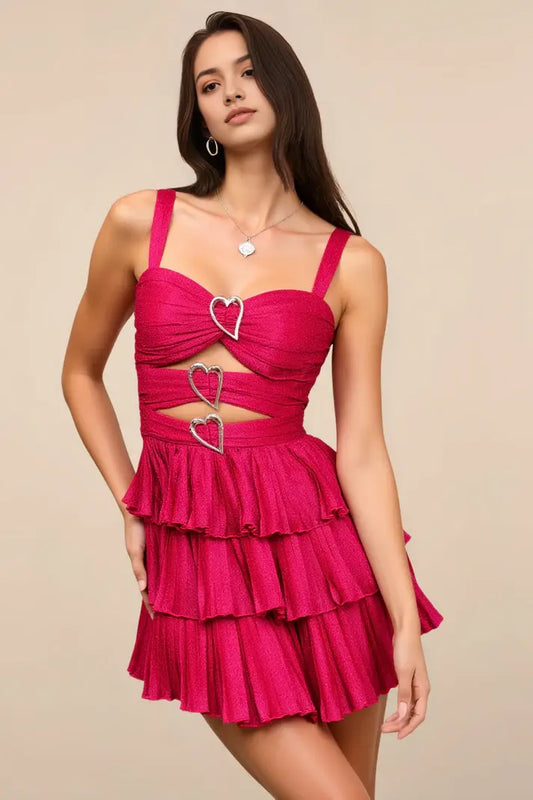 AABEI DRESS For Women Short Prom Dress Shiny Cute A-Line Sweetheart Neck Hollow Out Tiered Ruched Fashion Hot Sale Homecoming Dress