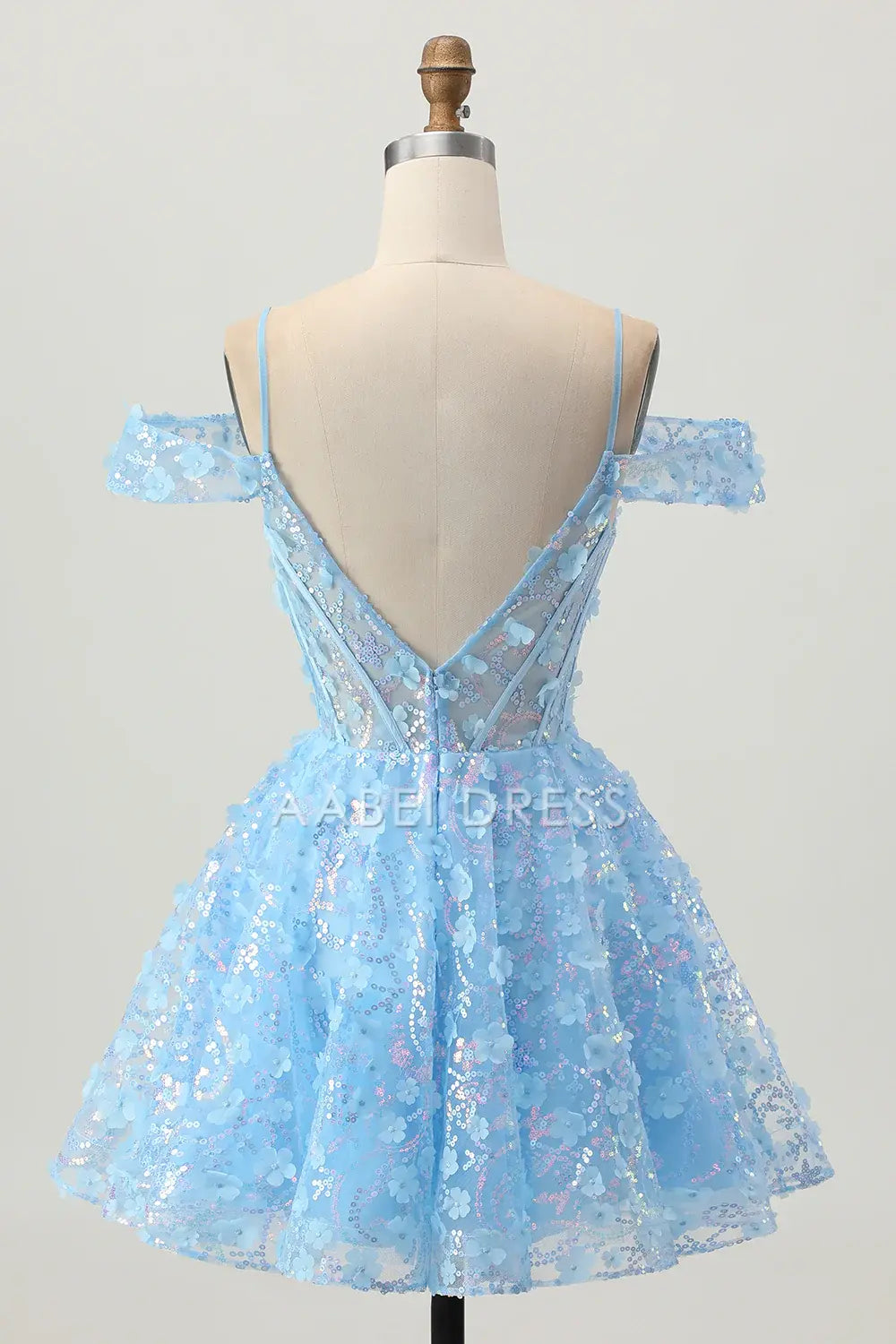 AABEI DRESS For Women Short Prom Dress Sparkly A Line V Neck Corset 3D Floral With Sequins Backless Gorgeous Dress Affordable Hot Sale Homecoming Dress