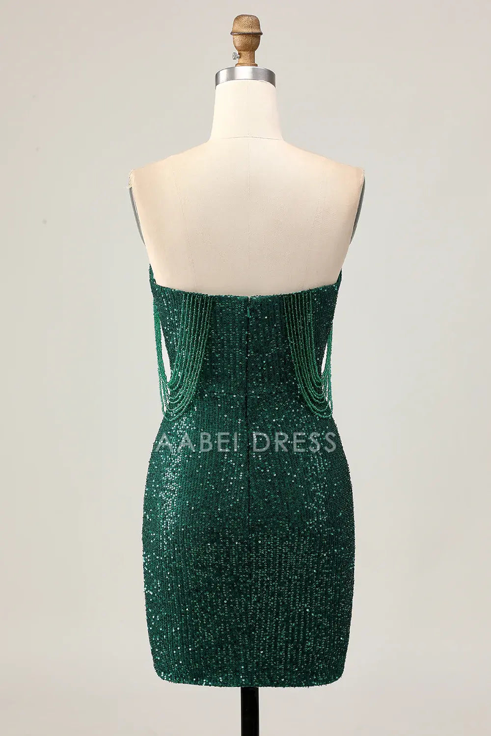 AABEI DRESS For Women Short Prom Dress Sparkly Dark Green Sheath Strapless Sweetheart Neckline Sequins With Beading Chic Dress Affordable Hot Sale Homecoming Dress