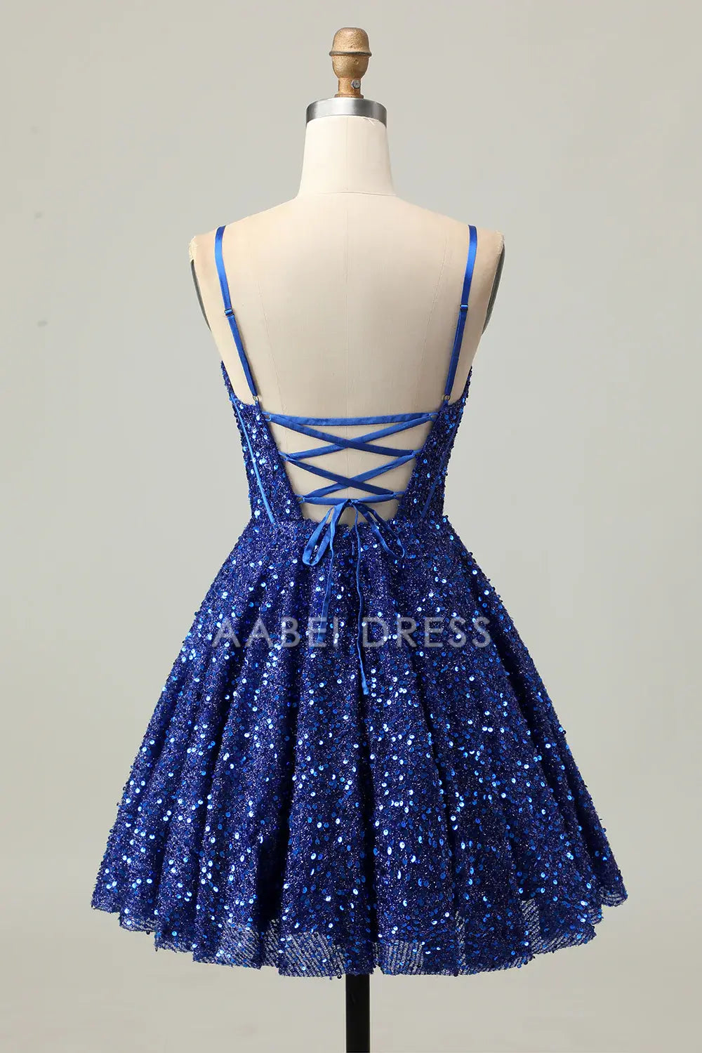 AABEI DRESS For Women Short Prom Dress Sparkly Sequin A Line Spaghetti Strap Corset Sweetheart Neckline Backless Elegant Dress Affordable Hot Sale Homecoming Dress
