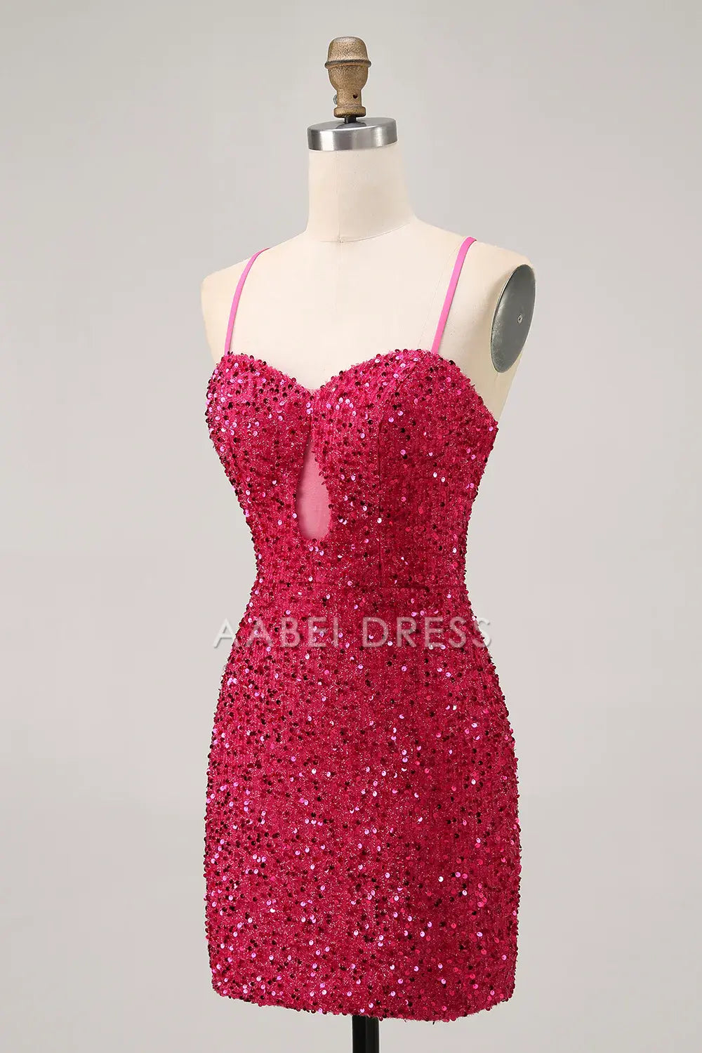 AABEI DRESS For Women Short Prom Dress Sparkly Sequin Sheath Spaghetti Straps Sweetheart Neckline Keyhole Backless Exquisite Dress Affordable Hot Sale Homecoming Dress