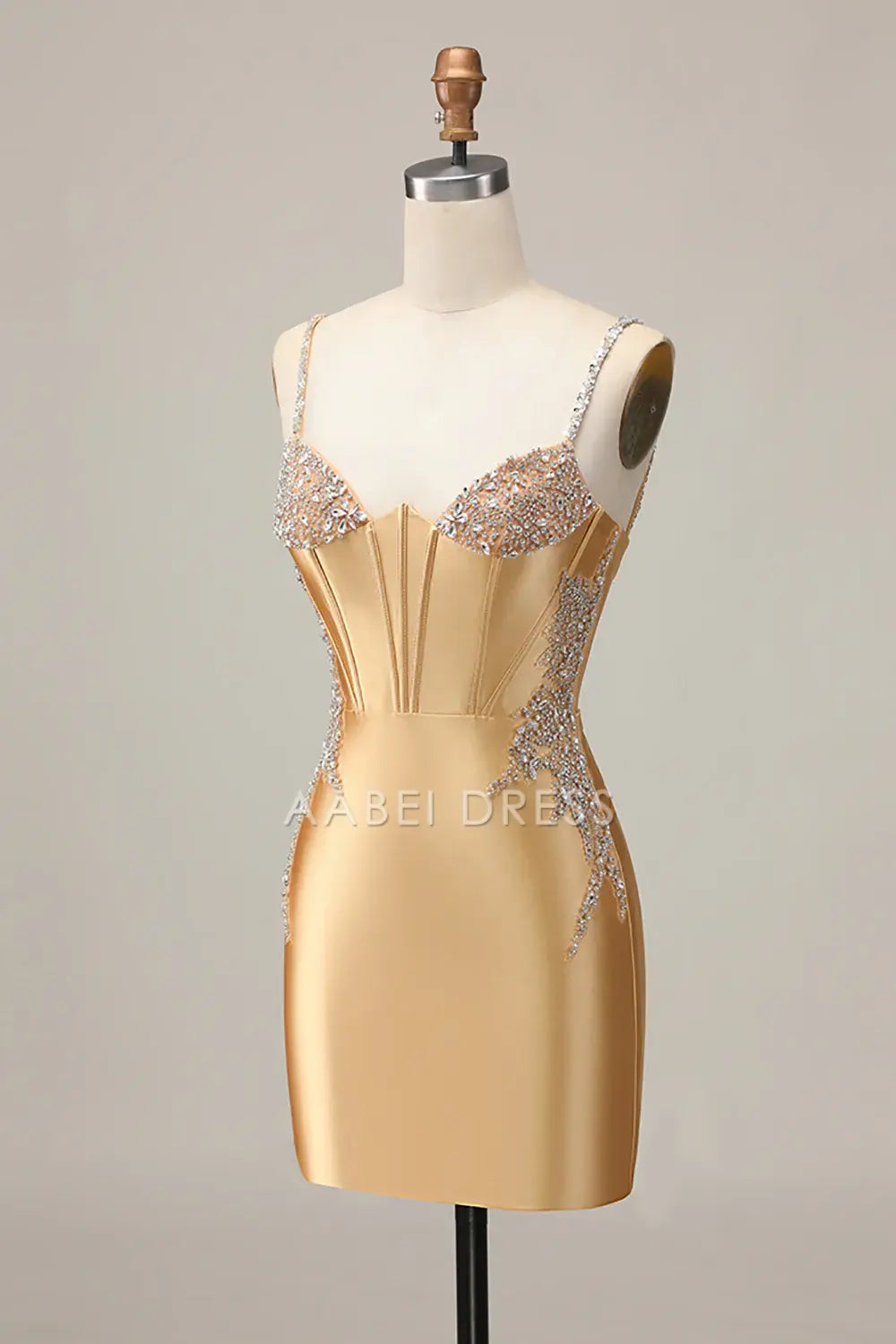 AABEI DRESS For Women Short Prom Dress Sparkly Sheath Spaghetti Strap Corset With Beading Backless Chic Dress Affordable Hot Sale Homecoming Dress