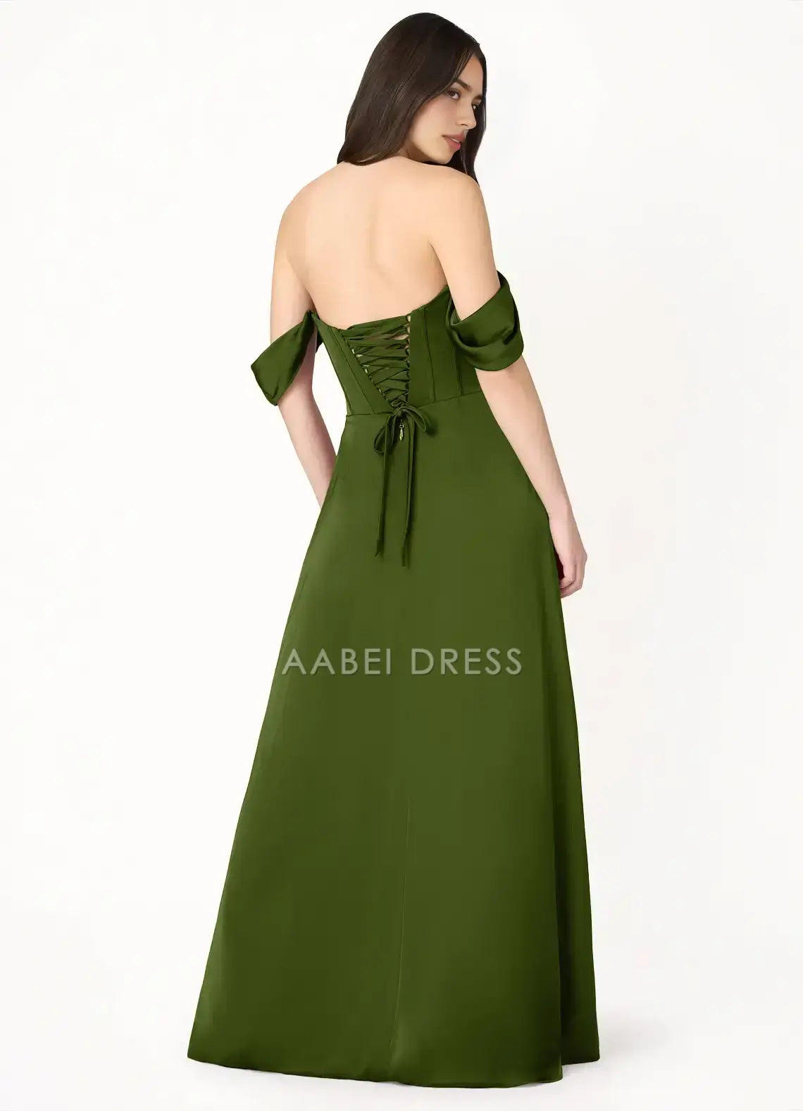 AABEI DRESS Formal Wear Dresses A Line Low-Cut Scalloped Neckline Off Shoulder Side Fork Backless Fashion Party Dress Hot Sale Prom Dress