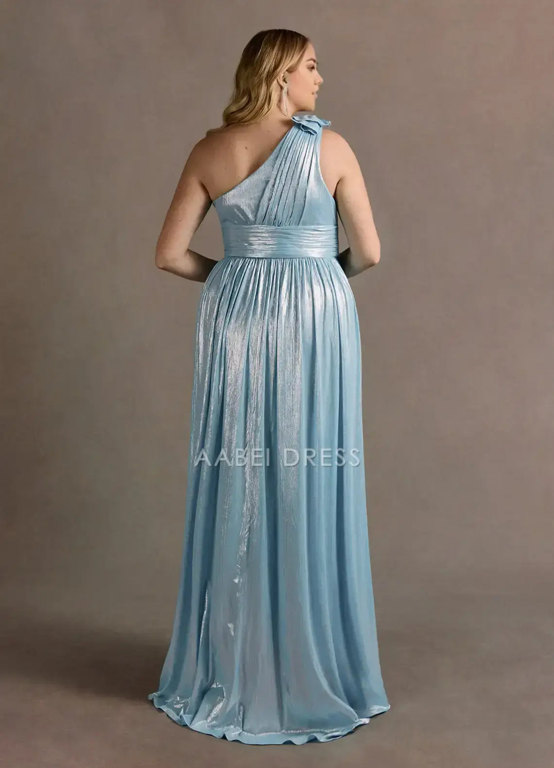 AABEI DRESS Formal Wear Dresses Elegant A Line One Shoulder Side Fork Plus Size Pleated Dress Sparkle Party Dress Hot Sale Prom Dress