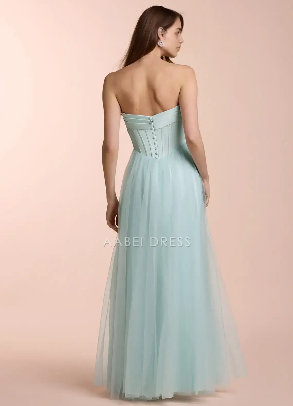 AABEI DRESS Formal Wear Dresses Fashion A Line Strapless Pleated Bodice Backless Elegant Party Dress Hot Sale Prom Dress