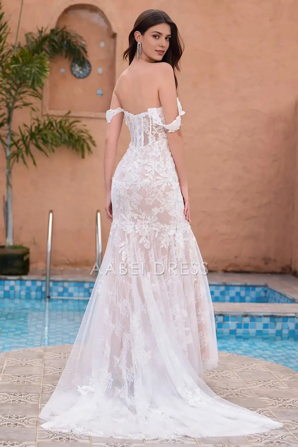 AABEI DRESS Formal Wear Dresses Fashion Mermaid Off The Shoulder Sweetheart Corset Lace Applique Charming Wedding Dress
