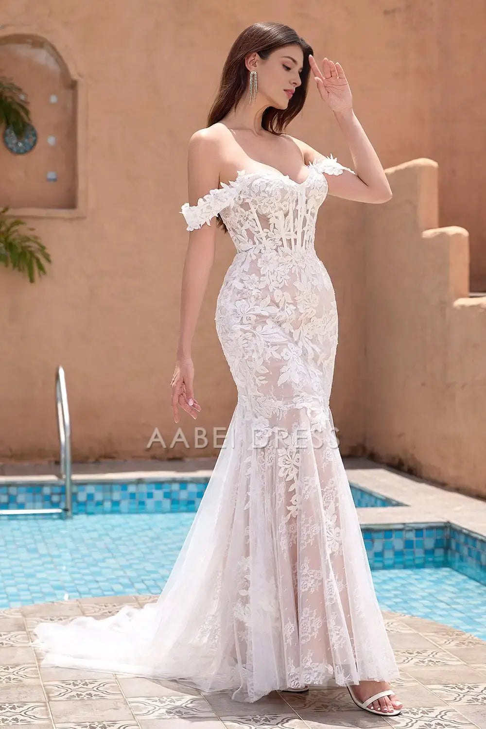 AABEI DRESS Formal Wear Dresses Fashion Mermaid Off The Shoulder Sweetheart Corset Lace Applique Charming Wedding Dress