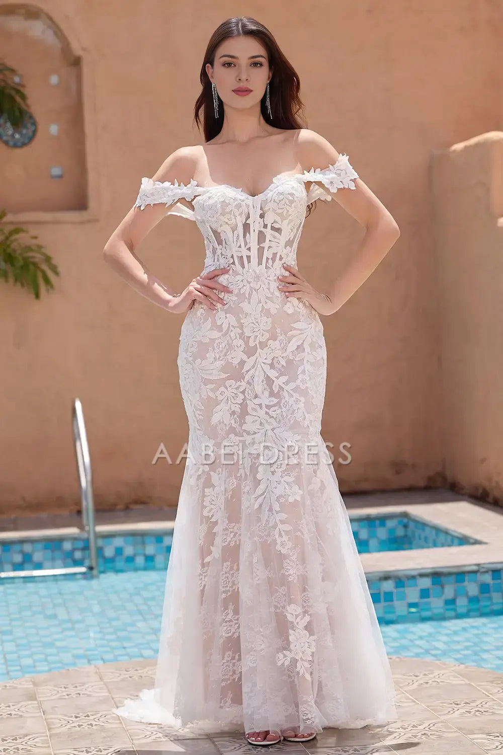 AABEI DRESS Formal Wear Dresses Fashion Mermaid Off The Shoulder Sweetheart Corset Lace Applique Charming Wedding Dress