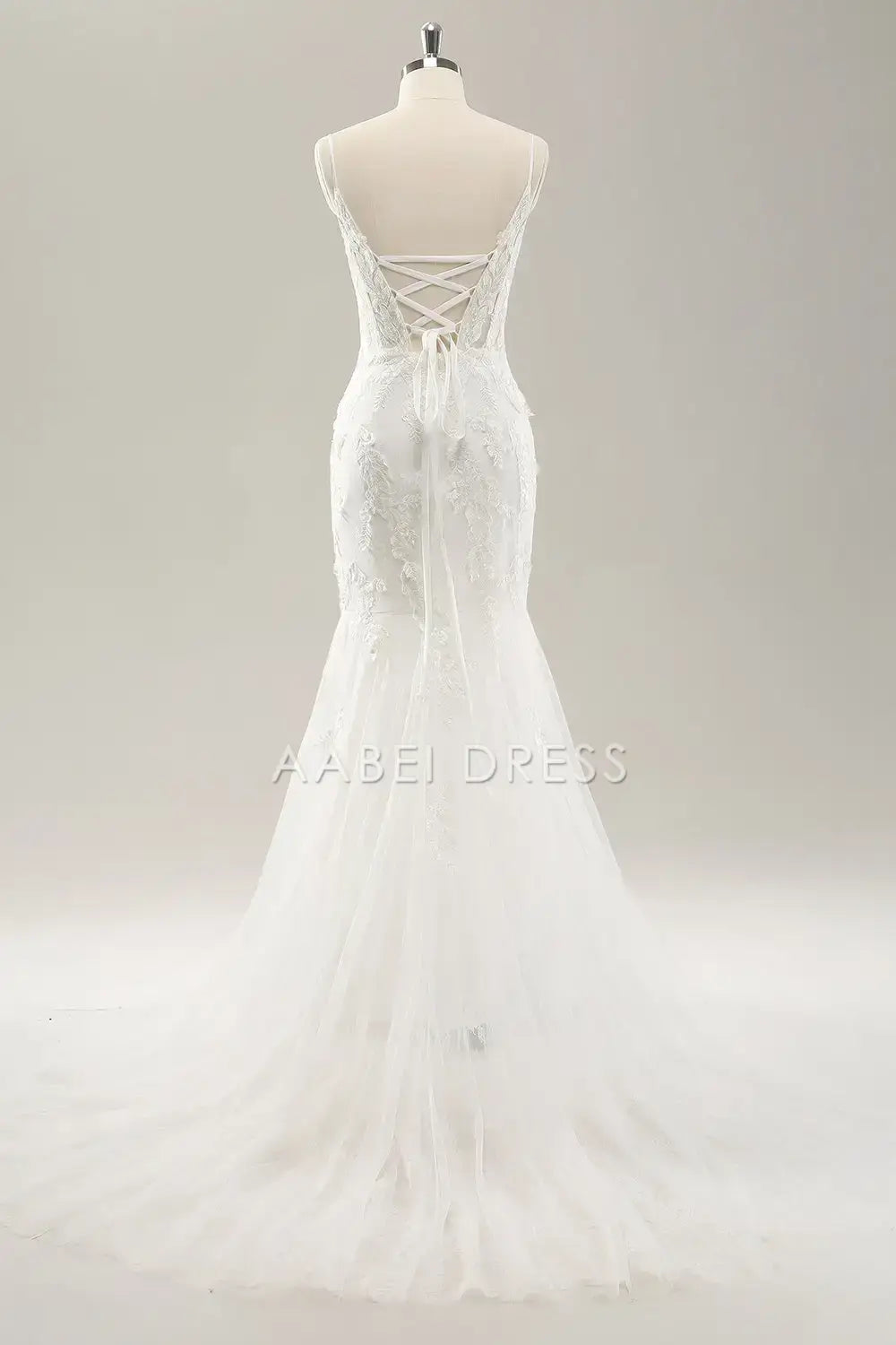 AABEI DRESS Formal Wear Dresses Mermaid Spaghetti Straps Lace Applique Corset Backless Lace-Up Exquisite Wedding Dress
