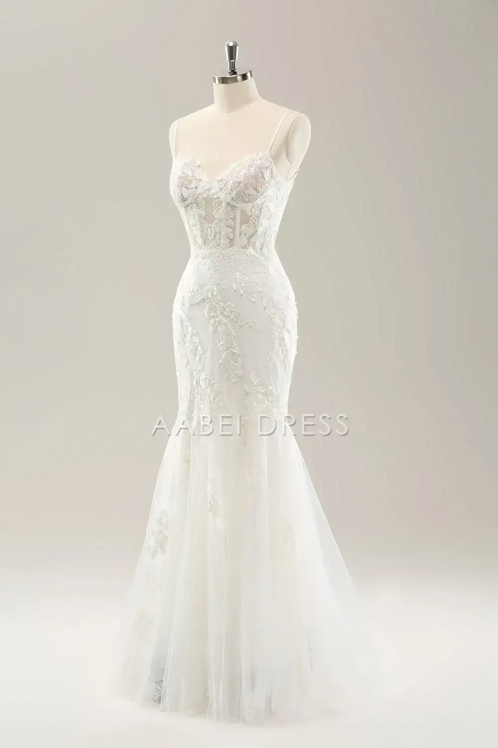 AABEI DRESS Formal Wear Dresses Mermaid Spaghetti Straps Lace Applique Corset Backless Lace-Up Exquisite Wedding Dress