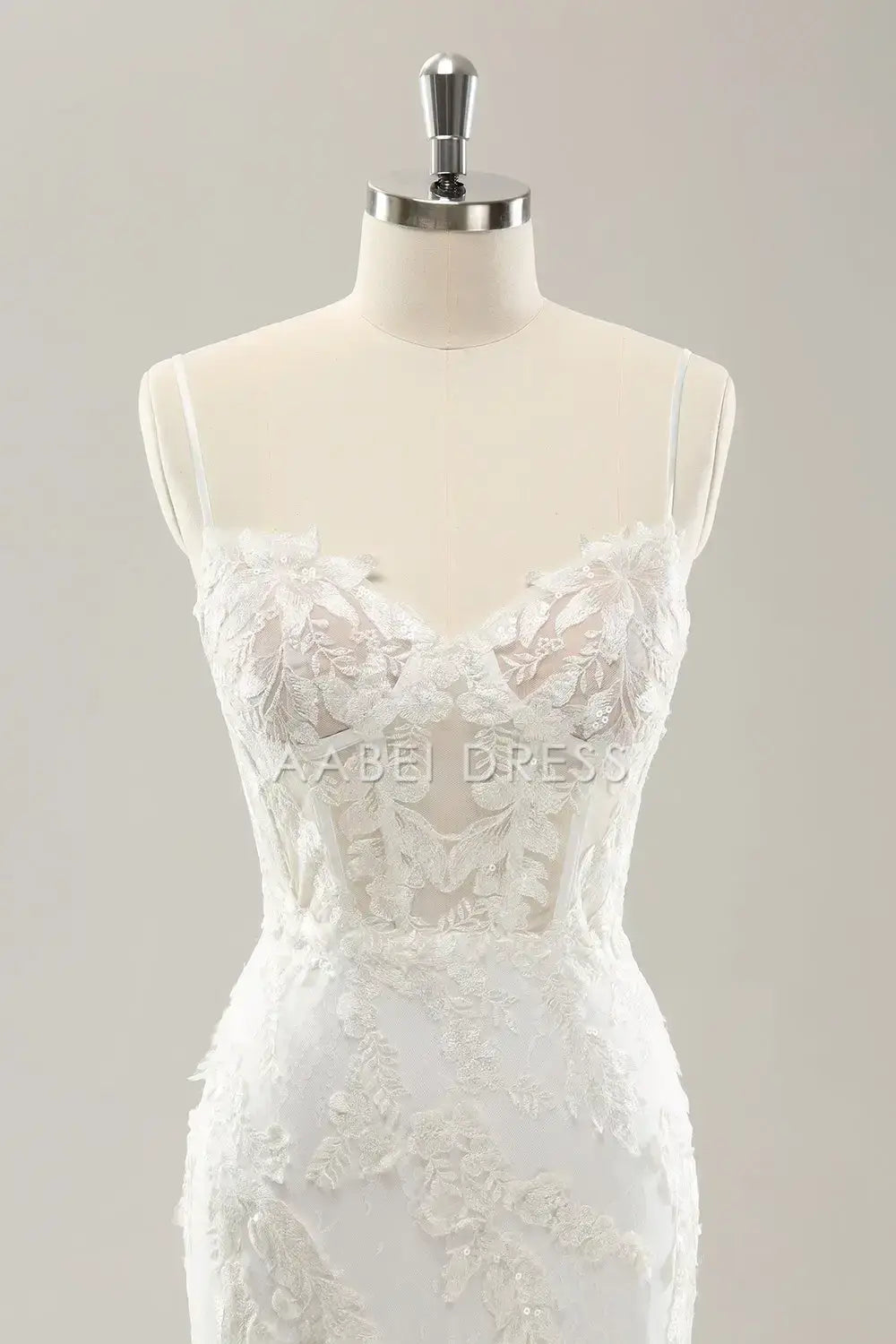 AABEI DRESS Formal Wear Dresses Mermaid Spaghetti Straps Lace Applique Corset Backless Lace-Up Exquisite Wedding Dress