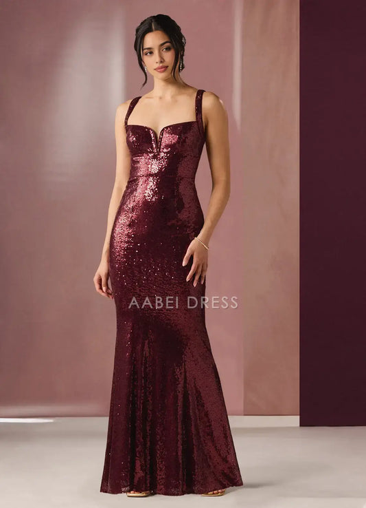 AABEI DRESS Formal Wear Dresses Sequin Charming Mermaid Wide Shoulder Straps V Neck Backless Sparkle Party Dress Hot Sale Prom Dress