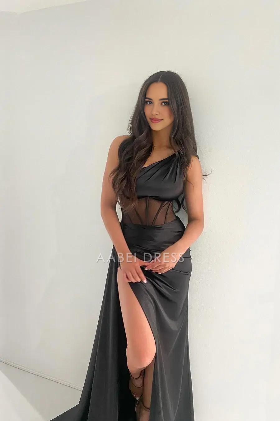 AABEI DRESS Formal Wear Dresses Sheath/Column One Shoulder Boning Pleated Side Fork Elegant Long Hot Sale Prom Dress