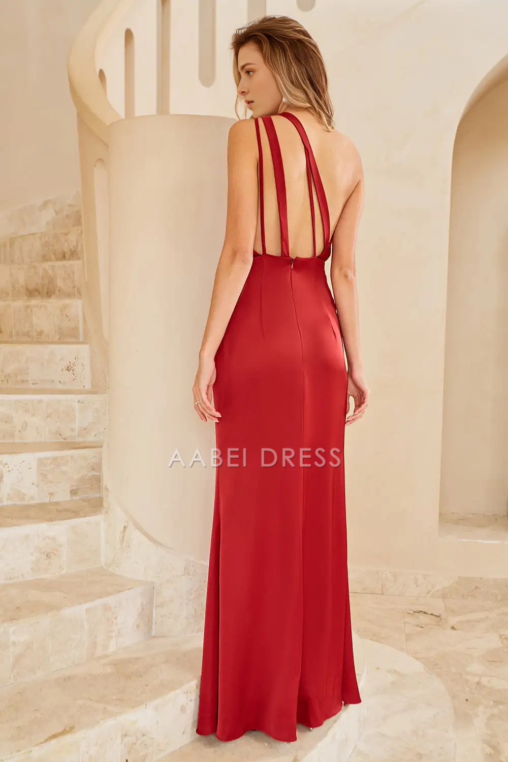 AABEI DRESS Formal Wear Dresses Sheath One Shoulder Pleated Backless Side Fork Charming Sexy Hot Sale Prom Dress