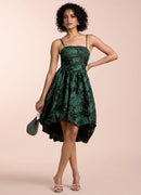 AABEI DRESS Formal Wear Dresses Short Prom Dress A-Line Straight Neckline Jacquard Spaghetti Strap Playful Asymmetrical Bubble Hem Skirt Hot Sale Homecoming Dress