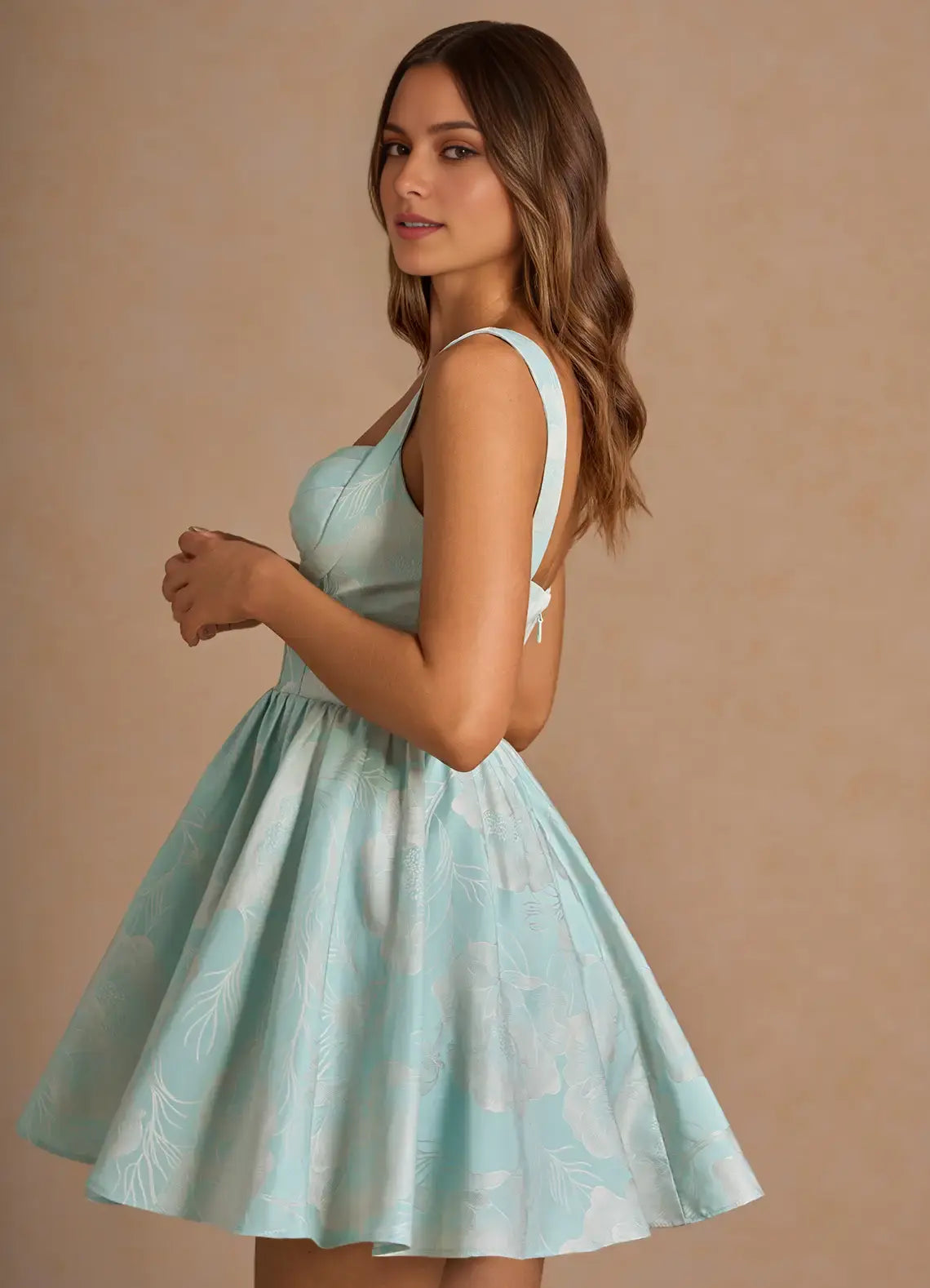 AABEI DRESS Formal Wear Dresses Short Prom Dress A Line Overlapping Sweetheart Neckline Wide Shoulder Straps Exquisite Printing Ruched Hot Sale Homecoming Dress