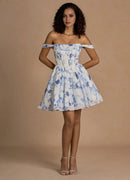 AABEI DRESS Formal Wear Dresses Short Prom Dress A Line Straight Collar Pleated Backless Printing Exquisite Hot Sale Homecoming Dress