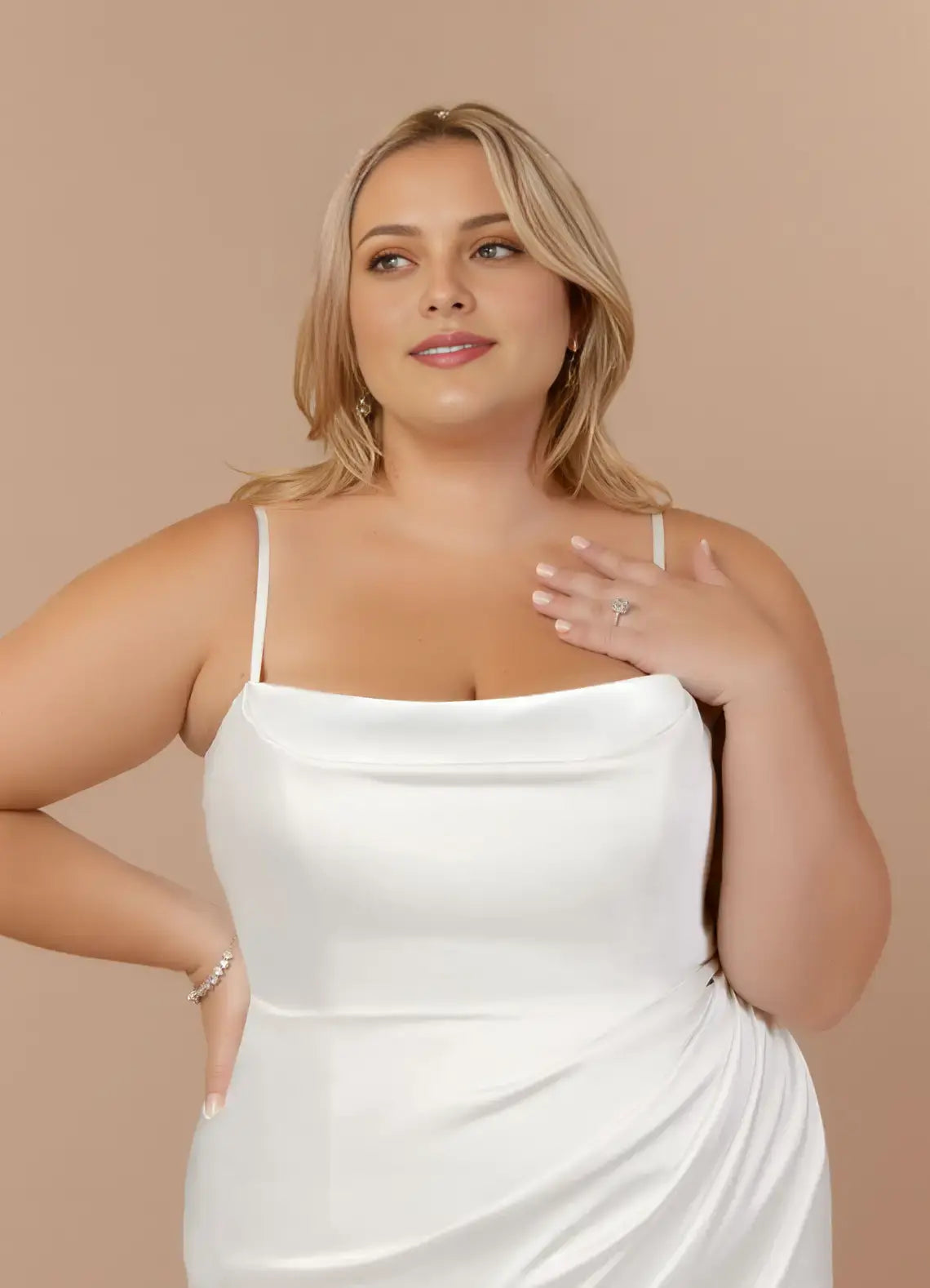 AABEI DRESS Formal Wear Dresses Short Prom Dress Elegant Sheath Cowl Neckline Spaghetti Strap Pleated Knee Length Midi Skirt Leg Slit Simple Plus Size Dress Hot Sale Homecoming Dress