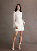 AABEI DRESS Formal Wear Dresses Short Prom Dress Lace Sheath High Collar Long Scalloped Sleeves Elegant Hot Sale Homecoming Dress